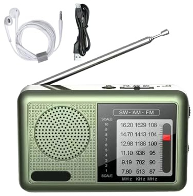 dzqad UKW MW Radio,Batteriebetriebenes Radio Mit Kopfhöreranschluss - Wiederaufladbarer Akku & Kurzwellenempfänger Für Senioren, Zuhause, Reisen Und Outdoor