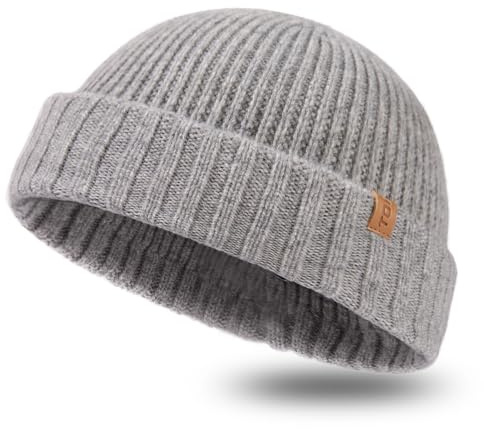 TOP-EX XL/XXL 100% Merino Wolle Fisherman Beanie Trawler Beanie Herren Damen Wintermuetze Strickmuetze