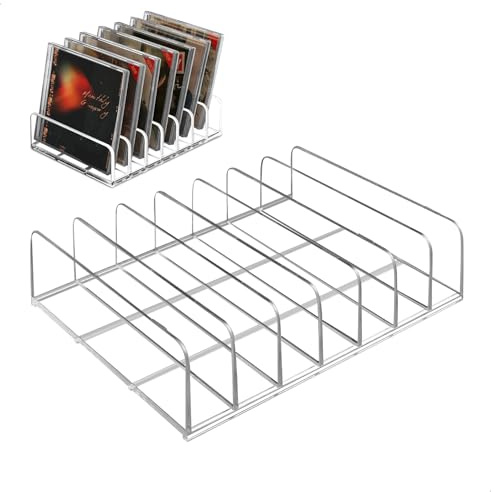xiruiubao Soporte Vinilos, Soportes para CD de Acrílico Transparente, Estantería de Almacenamiento para cd con 7 Casillas, Organizador para CD/DVD/Videojuegos/Libros