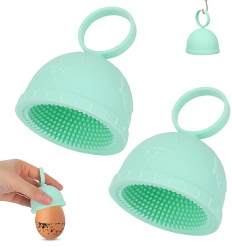 2 Pcs Egg Washer Brush, Silicone Egg-Shaped Vegetable & Fruit Cleaner Reusable Multipurpose Fresh Egg Washing Cleaning Scrubber with Hanging Loop for Eggshells Poultry Farmers & Home Chefs