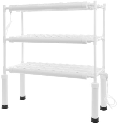 Ecoggeder Kit de culture hydroponique - 108 trous - 3 couches - Système de culture verticale - 12 tubes en PVC avec dispositif de circulation automatique - Pour maison, balcon, jardin, terrasse, cours