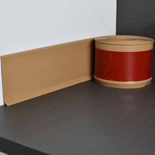 Battiscopa in PVC per 4 m x 8 cm, impermeabile, design con bordo a L, facile installazione autoadesiva, per casa o ufficio, marrone scuro