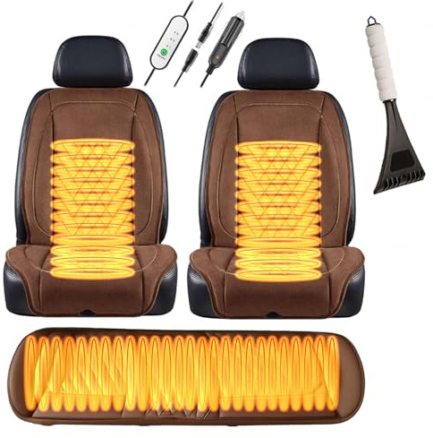 Super caldo 𝐫𝐢𝐬𝐜𝐚𝐥𝐝𝐚𝐦𝐞𝐧𝐭𝐨 𝐬𝐞𝐝𝐢𝐥𝐢 𝐚𝐮𝐭𝐨, Viene Fornito Con Una Pala Da Neve, Coprisedili Auto Universale Adatto a vari modelli di auto,Brown-mainseat+auxiliaryseat+backseat
