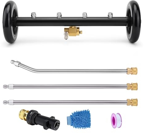 16 Inch Dual Function Undercarriage Pressure Washer with Adapter Compatible with for Karcher K2 K3 K4 K5 K6 K7, Under Car Washer with 3 Extension Wands, 4 Nozzles,1/4 Quick Connect,4000 PSI (Black)