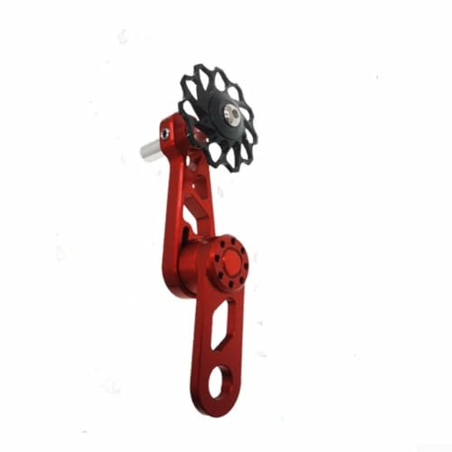 Tendeur de chaîne de vélo à vitesse unique avec modification de plaque de chaîne ovale, conçu pour une performance fiable sur les terrains difficiles (rouge et noir)