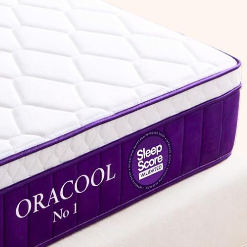 OraCool Double Mattress 4FT6, 10.2 Inch 7-Layer Medium Firm Memory Foam Double Bed Mattress with Hybrid Pocket Spring, 7-Zone Orthopaedic Back Pain Relief, Blue Air Cooling, OEKO-TEX (135x190x26cm)