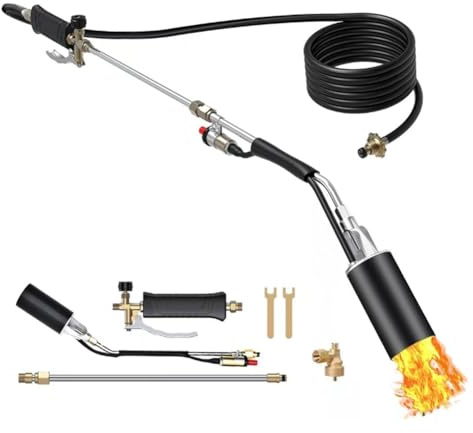 Aundhegrtt Désherbeur Thermique au Propane, Chalumeau à Flamme Contrôlée avec Gâchette Turbo, Flammes pour le Désherbage de Jardin