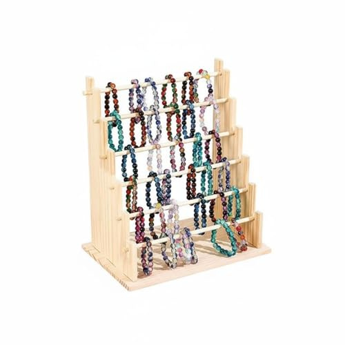 Ronyme Étagère Serre-tête Support Accessoires Cheveux Rangement Stockage Esthétique Organisateur en Bois Robuste Fonctionnel Adapté Chambre Décoration, Présentoir À Bijoux En Bois À Six Niveaux