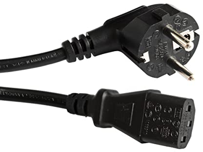 PeakTech Cavo di rete - cavo di alimentazione con contatto di terra angolato per spina IEC C13 - lunghezza 1,5 m - 2m - 250 V AC - VDE/ÖVE, PC e TV/audio, 1 pezzo, nero, NK/EU-ST