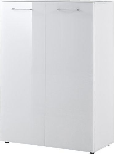 Germania Schuhschrank GW-SCALEA, Spanplatte, Einscheiben-Sicherheitsglas, Weiß, 40 x 88 x 120 cm