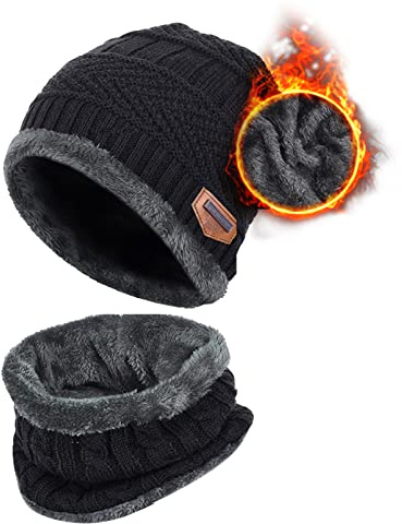 Aisprts Enfants Bonnet Garçons Filles Hiver Chaud Bonnet Tricoté Écharpe Ensembles Enfants Épaisse Doublure Polaire Écharpe Chapeaux