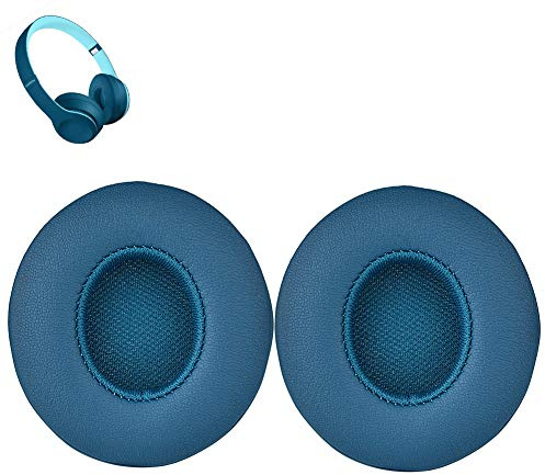 Solo3 Ohrpolster Ersatz Ohrpolster Kissenbezug Kompatibel mit Solo 3 Solo 2 Wireless On Ear Kopfhörer mit Protein Leder Memory Foam. (Pop Blau)