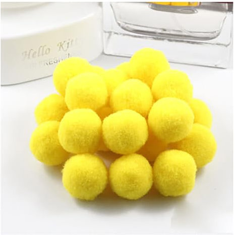 Egurs 100 Stück 3cm Pom poms Pompons zum Basteln Flauschige Bälle Hohe Elastische Kleine Pompons Plüsch Bälle 30mm Bunte Bommeln Bälle für DIY Kreative Handwerk Dekoration Gelb 100 Stück