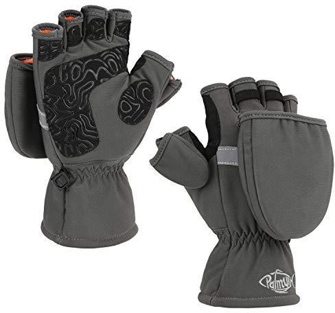 Palmyth Ice Fishing Gloves Convertible Mittens Flip Fingerless Mitt with Thinsulate 3M Warm for Cold Weather and Winter Men Women Photography Running Camera (Gray, X-Small)