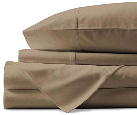 RAJVEER TEXTILE 4 Piece Sheet Set- Egyptian Cotton 600 Thread Count - Luxury Bedding Set Fits Up to 15 Inches Deep Pocket - 4 Piece Sheet Set (Queen Size, Taupe)