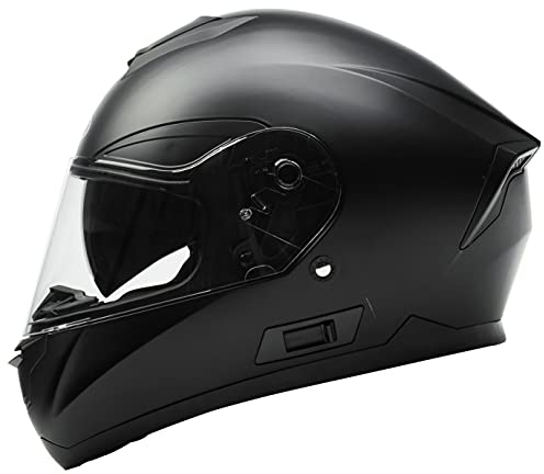 Motorradhelm Integralhelm Rollerhelm Fullface Helm - YEMA YM-831 Sturzhelm ECE mit Visier für Damen Herren Erwachsene (Schwarz Matt, S)