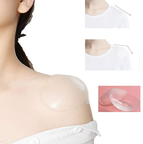 Shoulder Pads Silicone Soft Anti-Slip Self Adhesive Invisible Shoulder Push-up Pads Adhesive Shoulder Enhancer for Woman Man,Transparent