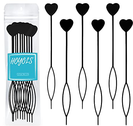 Hoyols Lot de 12 mèches à cheveux pour tresser des perles sur tresses, enfile-boucles et tresses pour enfants et filles, lot de 12 - Noir