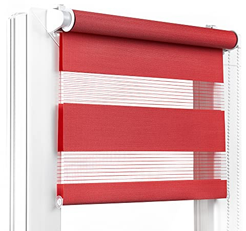 Fenster DEKOR - Rollos für Fenster Rot - Klemmfix Rollo ohne Bohren B100 x H150 cm - Doppelrollo mit Einer Breiten Auswahl an Größen und Farben - Blickdichte Rollos, einfach zu montieren