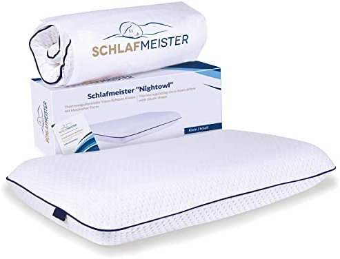 Schlafmeister Nightowl - Schlafkissen - Made in Europa - Thermoregulierendes Kopfkissen mit orthopädischer Form - Bettkissen (60 x 40 x 12cm)