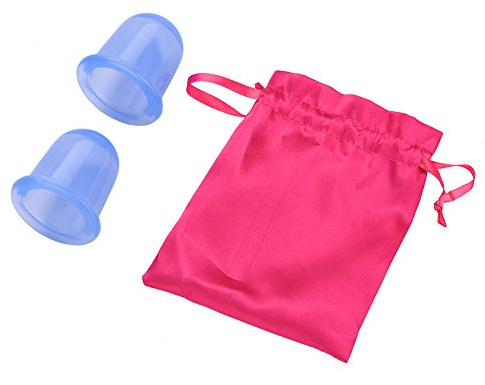 Coppe sottovuoto in silicone, coppettazione massaggiatore, 2 pezzi/set Coppe massaggianti anticellulite per massaggio del corpo sottovuoto in silicone Coppettazione(Blu)