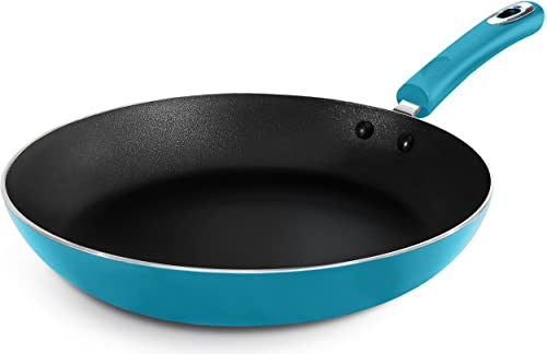 KICHLY Medium Nonstick Induction Fryingpan - Multipurpose All cooktop Pan for Home Kitchen or Restaurant, Scratch Resistant, Bakelite Handles (24cm, 9.5 inch, Induction, Turquoise, Pack of 1)