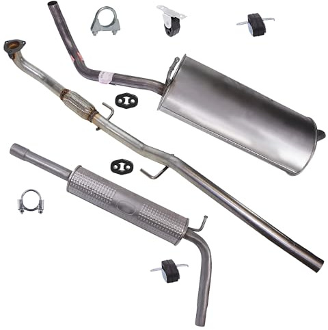 BESTPRICE ATP Auspuff Schalldämpfer Set 1x Mittelschalldämpfer, 1x | Kompatibel mit: SEAT IBIZA III, SKODA FABIA I, FABIA I Stufenheck, VW POLO