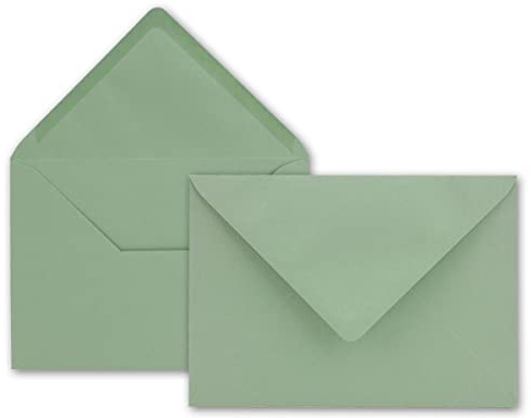 25x Brief-Umschläge in Eukalyptus-Grün - 80 g/m² - Kuverts in DIN B6 Format 125 x 176 mm - Nassklebung ohne Fenster