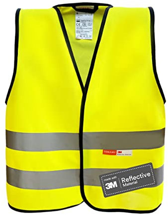 Tomamu Gilet de haute visibilité pour enfants - Gilet réfléchissant avec fermeture scratch et bandes réfléchissantes - Fabriqué avec du matériau réfléchissant 3M