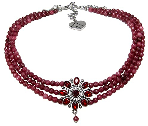 Alpenflüstern Trachten-Perlenkropfkette Flora - nostalgische Trachtenkette, eleganter Damen-Trachtenschmuck, Dirndlkette (rot) DHK329