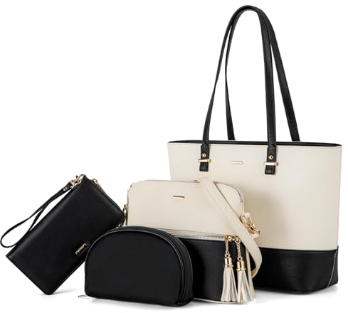 LOVEVOOK Handtasche Damen Schultertasche Handtaschen Tragetasche Groß Umhängetasche Henkeltasche Set 3-teiliges Set, Grau Blau…