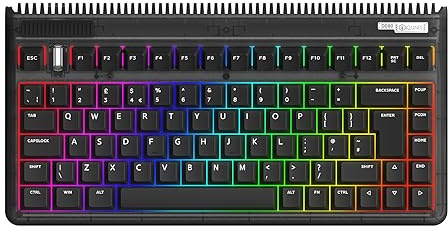 iQunix OG80 DARK SIDE Mechanical Keyboard UK Layout, Wireless RGB TKL Retro Keyboard with 2.4GHz / Bluetooth 5.1 / Wired USB Type-C, Tilted F-Row, Hot-Swappable TTC Goldpinks, for Windows PC/Mac