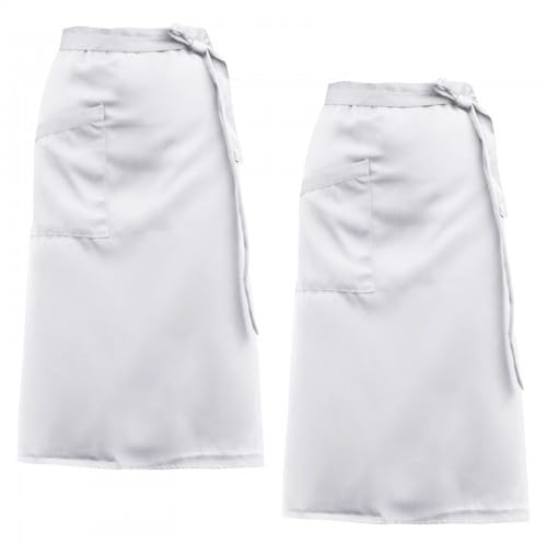 Ehuihuan Medio Delantal con Bolsillos, Unisex de Cintura Camarero, 2 Piezas de Media Larga, para Cocinar en Casa, Barbacoas y Restaurantes, 68 * 70 cm