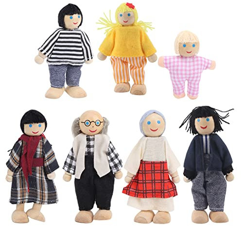 NOENNULL Familienspiel mit 7/6 Puppenhaus-Puppenfiguren, Puppenhaus-Puppenfamilie, Simulationsspielfiguren, Zubehör (B)