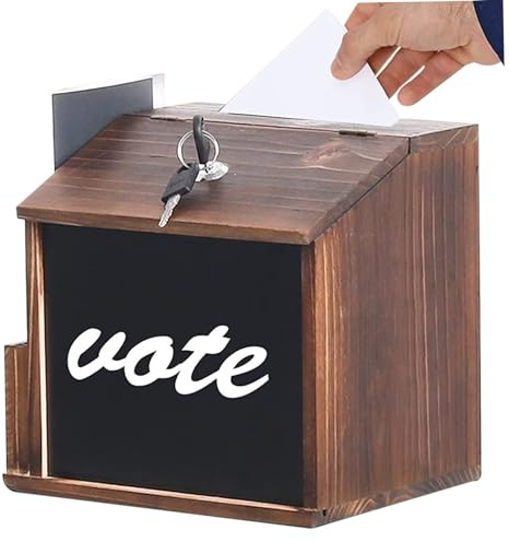 Vorschlagbox, Vorschlagbox mit Schlitz und Sperrspendenbox Vintage -Wahlkasten mit Blackboard -Wandmontage.
