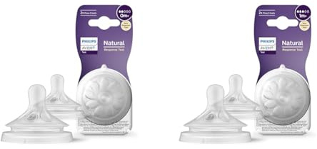 Philips Avent Natural Response Sauger & Avent Natural Response Sauger – 2x Sauger für Babyflaschen mit Durchflussstärke 3, für Neugeborene ab 1 Monat, BPA-frei (Modell SCY963/02)