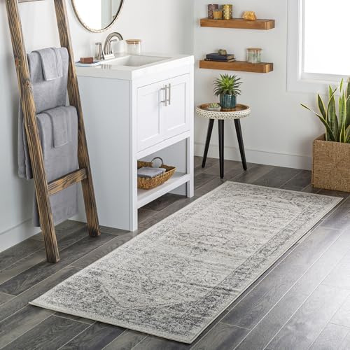 Livabliss Khartoum Tapis Vintage - Tapis de Salon, Salle à Manger, Chambre, Cuisine - Boheme Chic, Design Traditionnel Oriental Multicolore, Coloré Poil Court 80x150 cm - Gris et Beige