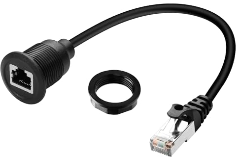 QIANRENON Cat6 RJ45 incorporato rete di montaggio cavo corto adattatore RJ45 8P8C maschio a femmina, filettatura fissa RJ45, presa Ethernet, per router switch LAN, 30 cm