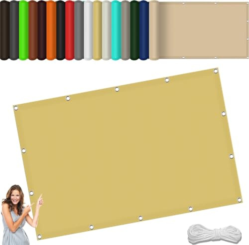 Tela de Sombra para Plantas 70 x 360 cm Impermeable Protección UV a Prueba de Viento Toldo Vela Exterior Terraza Vela con Ojales y Cuerdas de Fijación para Jardín, Color Crema