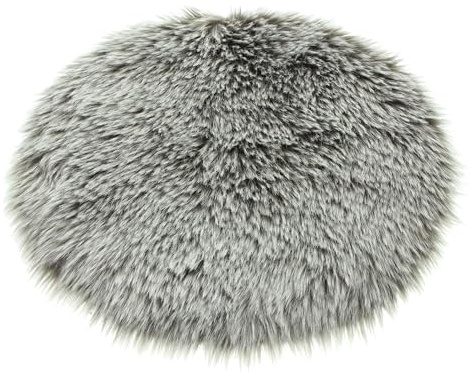FRANK FLECHTWAREN Dekofell Light Platin, rund, braun/beige, Rückseite Microfaser, Veloursoptik, 50% Polyester, 50% Polyacryl Maße: Ø 40 cm, vielseitig einsetzbar,