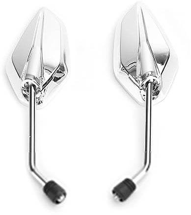 Lenkerendenspiegel Motorrad Universal 10mm / M10 Rückansicht Seitenspiegel Motorrad Motorrad Roller Für Vespa Für Piaggio Zubehör Teile Chopper Spiegel(Silver)