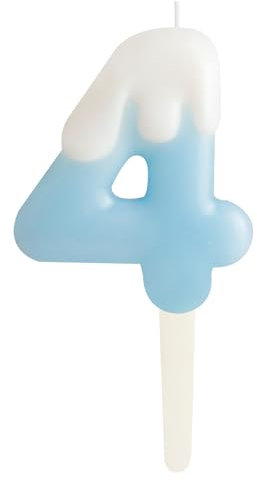 Eis Blau 4.Geburtstag Kerzen, Creme Zahlen 4.Geburtstag Party Dekoration, Geburtstag Kuchen Topper, Happy 4. Geburtstag Kuchen Kerzen für Geburtstag Party Hochzeit Jubiläum Feier Zubehör