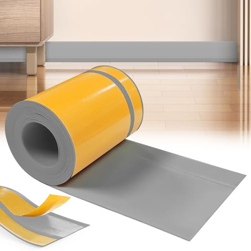 YushengTai Grau Weichsockelleiste selbstklebend, 80mm x 20mm x 3 m PVC Sockelleiste Selbstklebend, Weich Sockelleiste Abschlussleiste, Flexible skirting Board Trim für Küche und Badezimmer (Grau)