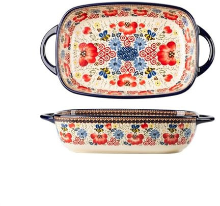 FAJNUZI2024 Pirofile da Forno Stoviglie sottosmalto for Uso Domestico Teglia da Forno in Ceramica ad Alta Temperatura con Manico di Grande capacità Ciotola Profonda Teglia da Forno(27.6cm)