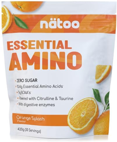 Nätoo Essential Amino Orange Splash - Aminoacidi Essenziali in Polvere con BCAA, Vitamina C, B6, B12, Glutammina, Bromelina, Taurina, Citrullina - Prestazioni, Recupero al Top - Eaa Senza Zucchero