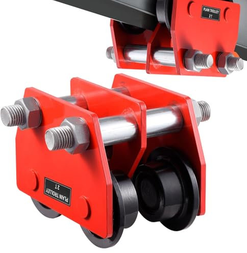 TRSGD Carro Unistrut | Polipasto Manual de 4 Ruedas para Trabajo Pesado, con Engranajes, con Brida Ancha Ajustable, Carro para Vigas Rectas y Curvas