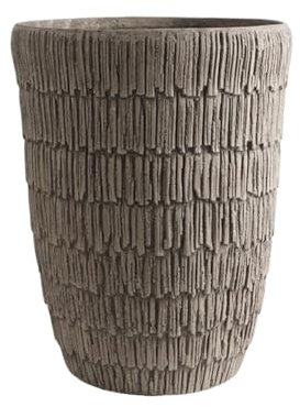 Pots de Fleurs Jardinières rondes hautes avec texture de grain de bois, pots de fleurs sur pied en ciment, avec trou de drainage for conteneur décoratif de salon, jardin, patio Jardinieres Exterieur(M