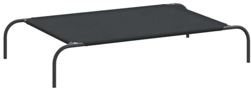 vidaXL Hundebett Erhöht Schwarz 110x65x20 cm Oxford-Gewebe und Stahl, Hundeliege, Hundesofa, Hundecouch, Haustierliege, Hunde Schlafplatz