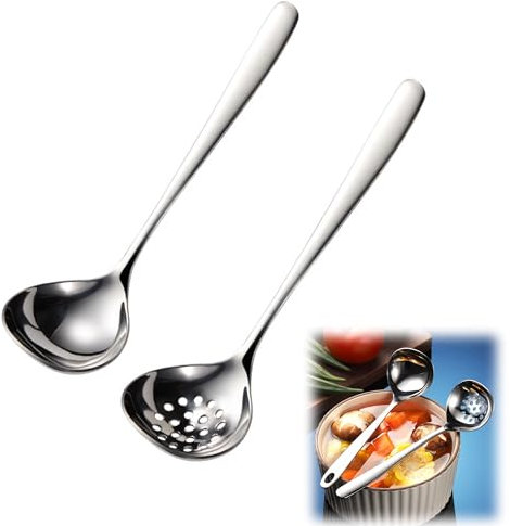 2 Stück Suppenkelle Edelstahl, 20,5cm Saucenlöffel, Klein Schöpflöffel Edelstahl, Suppenkelle Klein Soßenkelle, Servierlöffel zum Servieren und Schöpfen, Suppenlöffel für Hause Restaurant Hotel