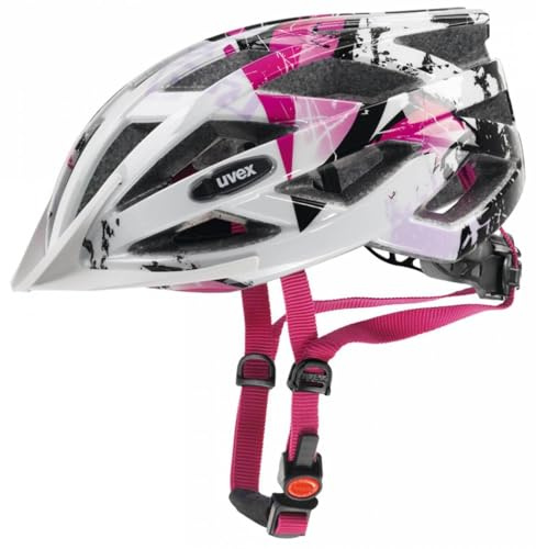 uvex air wing - lätt allroundhjälm för kvinnor och män - individuell justerbar passform - utbyggbar med LED-ljus - white-pink - 56-60 cm